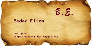 Beder Eliza névjegykártya